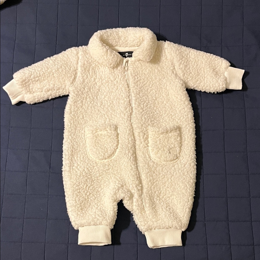 7 For All Mankind Cream Fleece Kids Footie